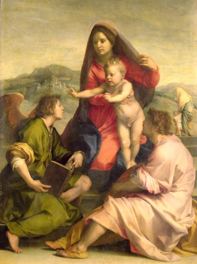 A Virgem e o Menino com um Santo e um Anjo, c.1522-23 (óleo) de Andrea del Sarto